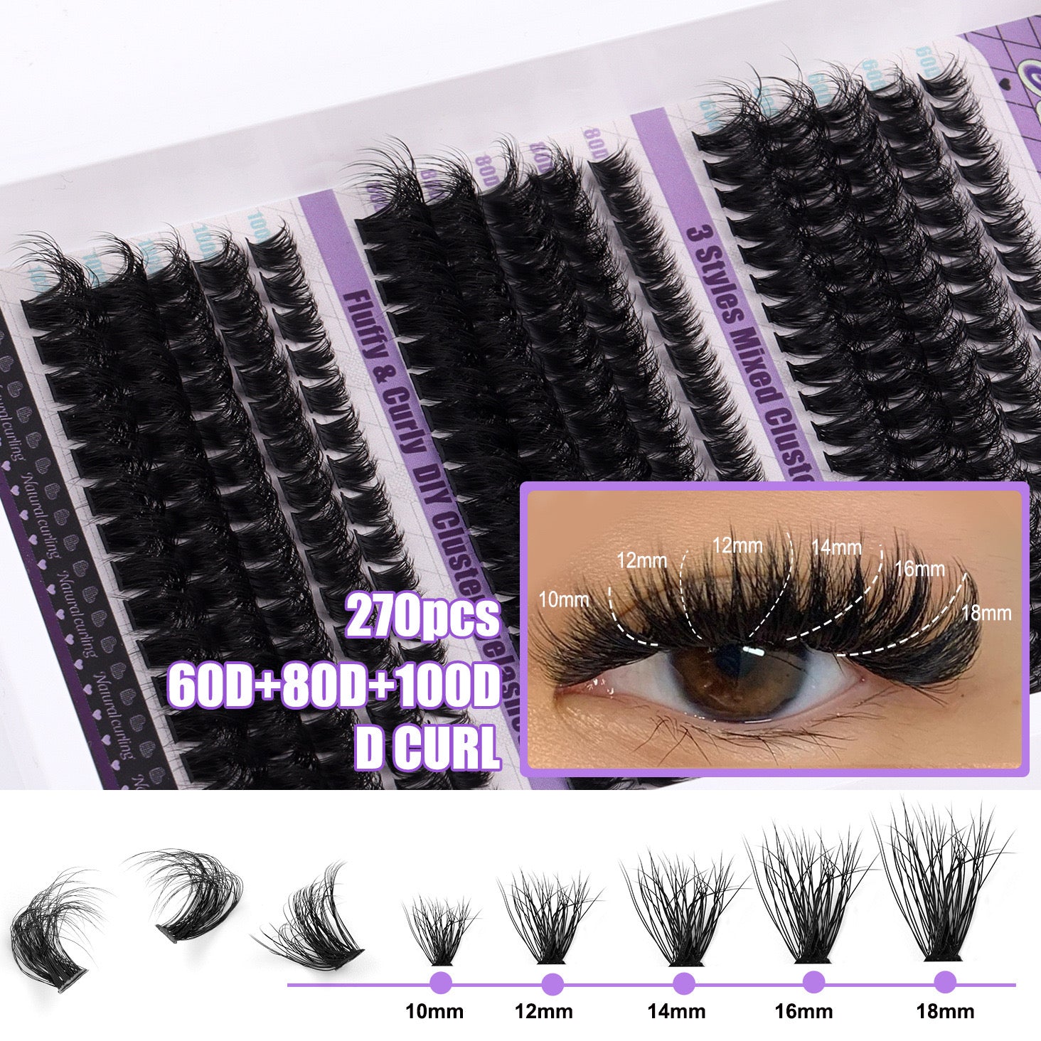 Classic Cat eyes - Single cluster thickened 60D curling eyelashes