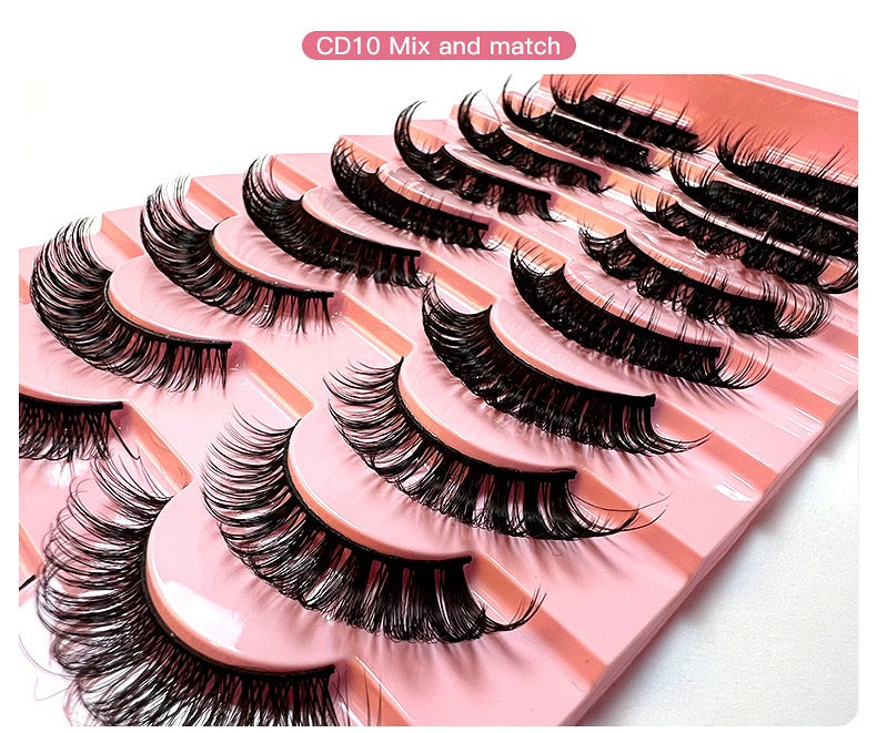 Party queen-10pcs-Luxuriant thick shape false eyelashes, enhance the high-grade eye makeup