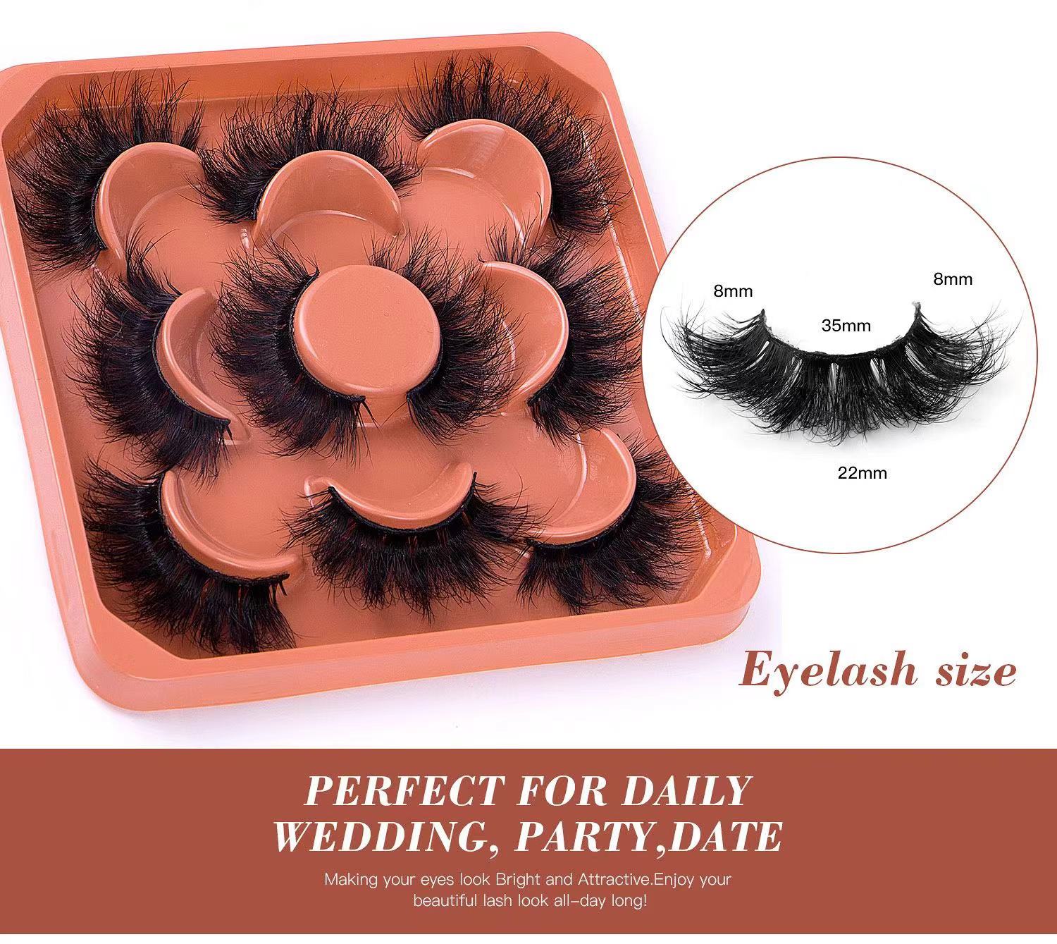 Fluffy - Thick mink hair 5D false eyelashes 5 pairs