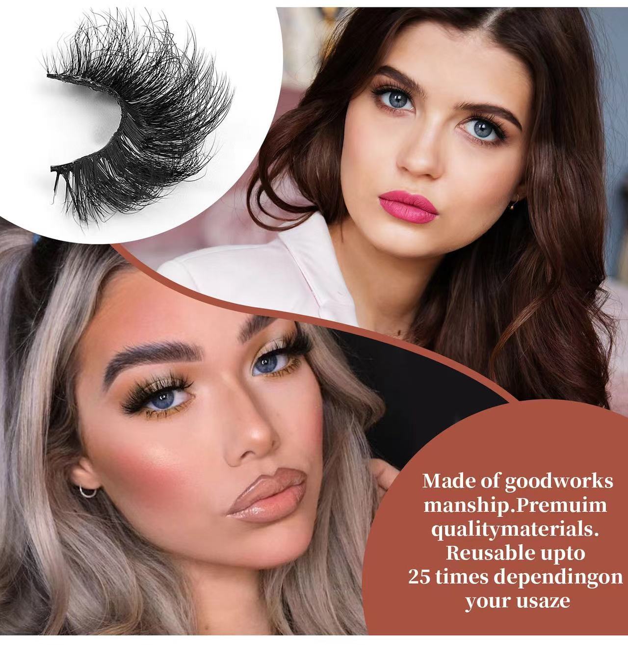 Fluffy - Thick mink hair 5D false eyelashes 5 pairs