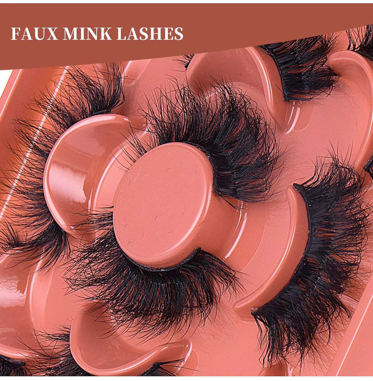 Fluffy - Thick mink hair 5D false eyelashes 5 pairs