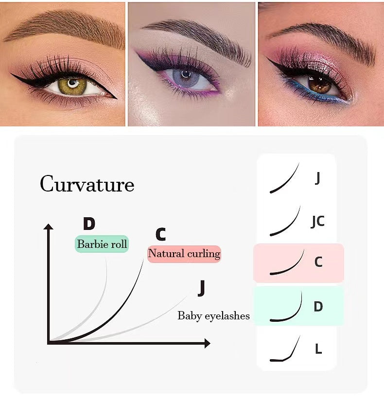 Cat Eyes - Half curl growth with thick false eyelashes