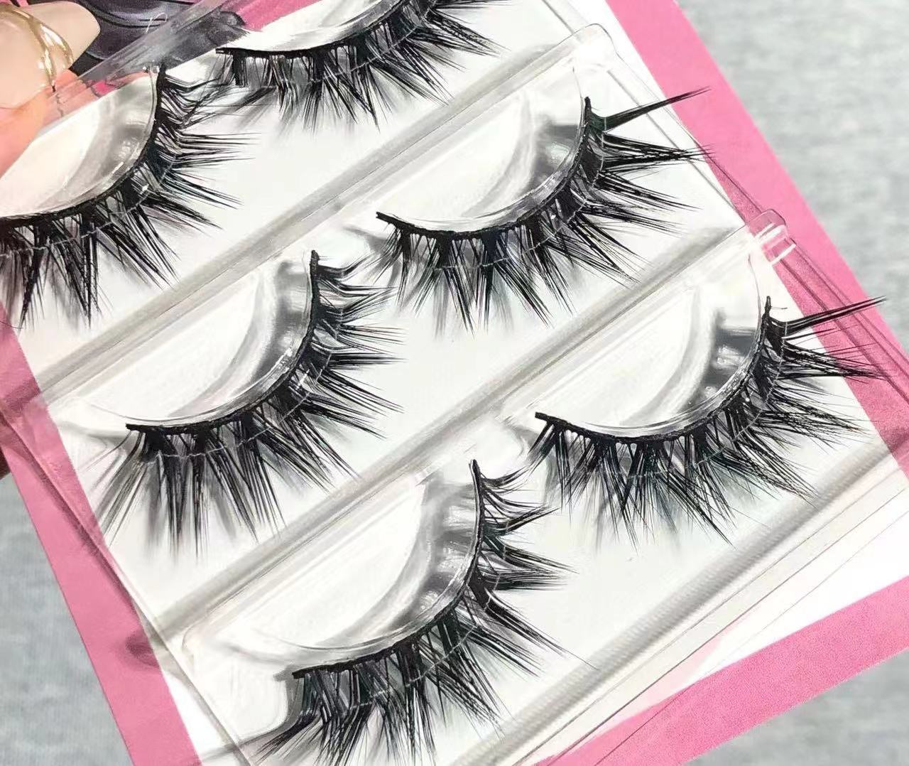 L-shaped solid- with eyeliner three-dimensional lashes super glamorous 6pcs