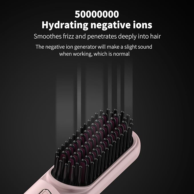 Cordless Straightener Straight Hair Brush, Negative ion Thermal Hair Care Portable Mini Straight Hair Comb, Dual use Straight curl and Smooth Hair Quality, 360 ° Anti Scald, USB Charging