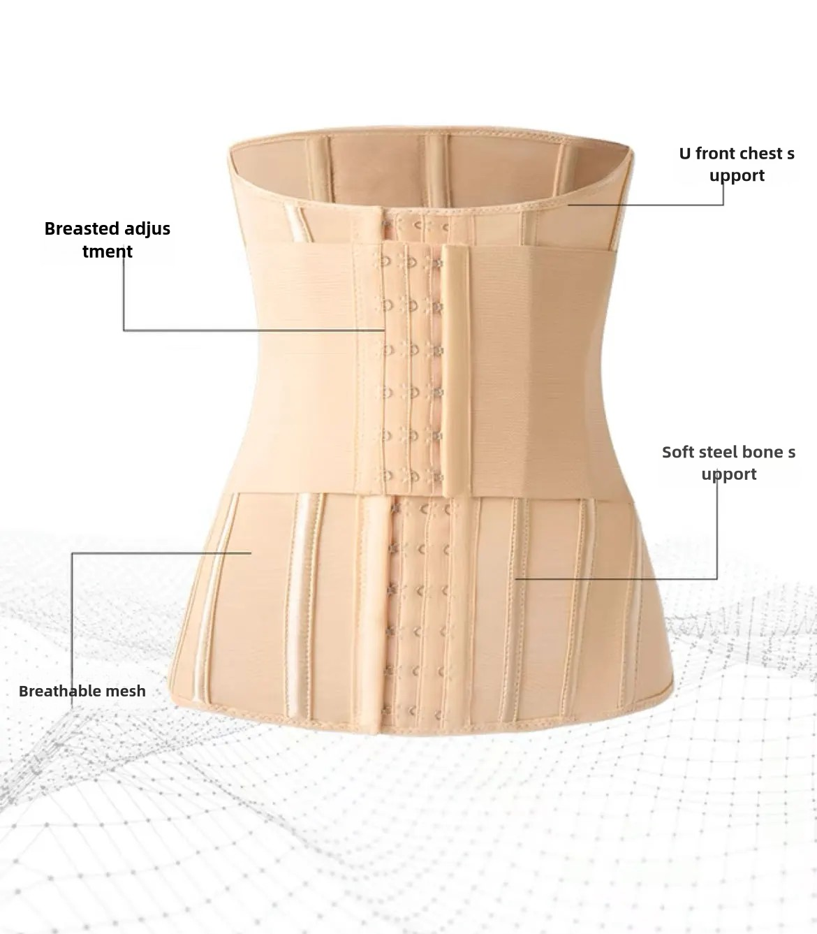 Double-layer stretch- Waist Trainer for Women Corset Body Shaper Girdle Trimmer with Steel Bones Extender