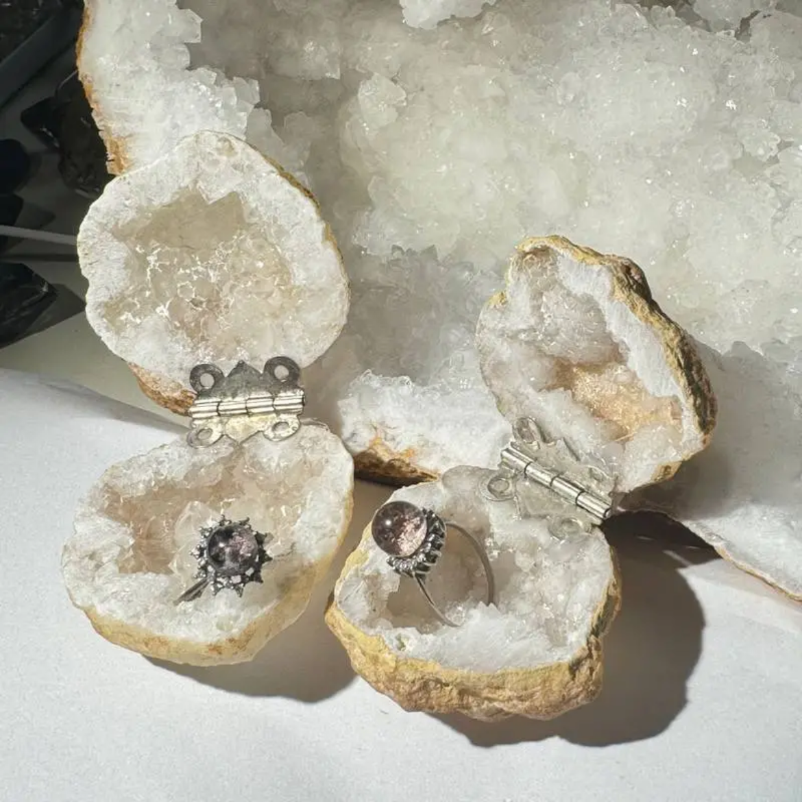 Natural geode jewelry box, ring box, unique surprise